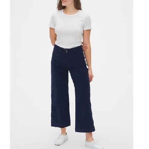 NWT Gap High Rise Mariner Crop Cords 2 Blue c654 - Picture 2 of 6